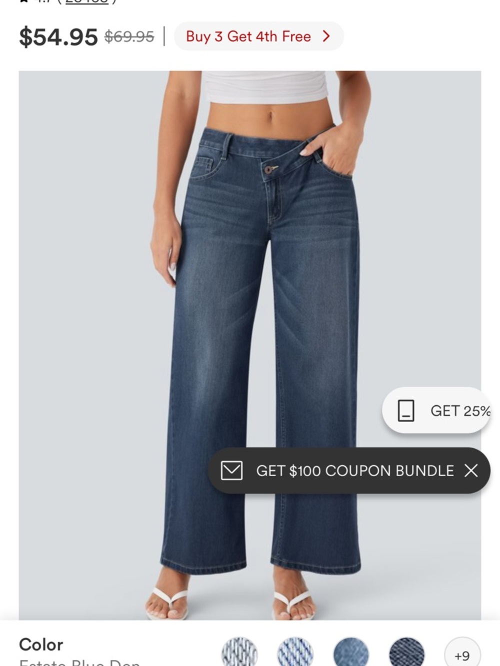 HALARA Wide-Leg High-Rise Jeans in Estate Blue